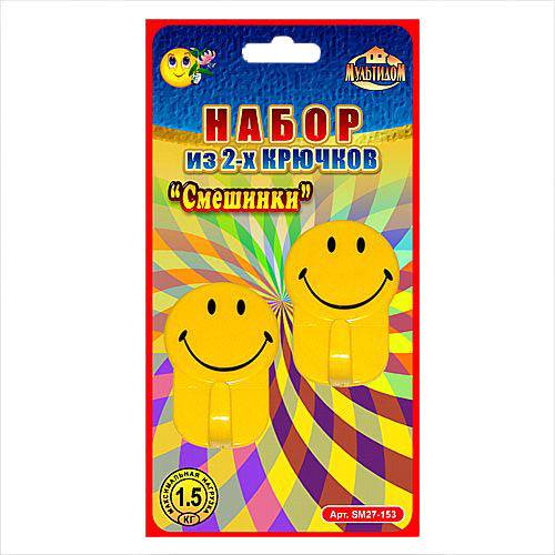 крючок Смешинки набор 2шт. 3цв. SM27-153