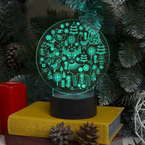 Фигура светодиодная подставка Новогодние фигурки 10LED,USB,RGB,АА*3 3785030