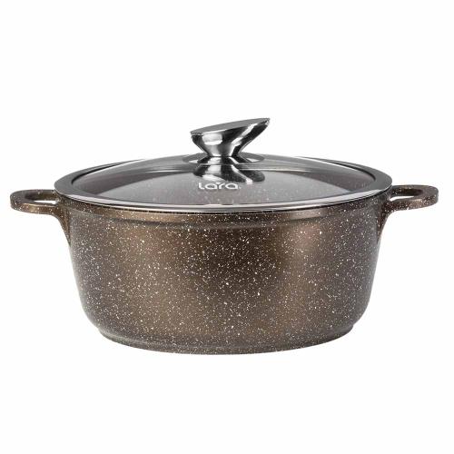 Кастрюля LARA Rio CHOCO LR02-202 20х8,5см 2,3л капс инд дно,мрамор,крышка
