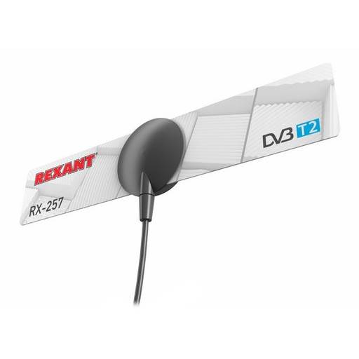 Антенна ТВ для цифрового ТВ REXANT RX-257 DVB-T2 Активная, комнатная, на присоске 34-0257
