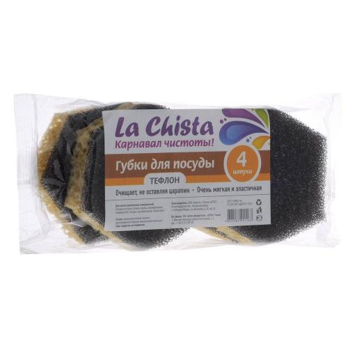 губка для посуды LA CHISTA Тефлон 4шт 870708