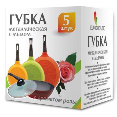губка металл с мылом 5 шт. 5115
