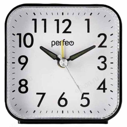 Часы-будильник Perfeo Quartz PF_Е1970 квадратные, черные