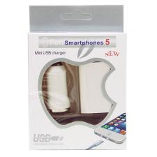 адаптер USB 220V/прикур. iPhone 5 Lightning (IP5-3,LV-508,LV-501,YZD-3)