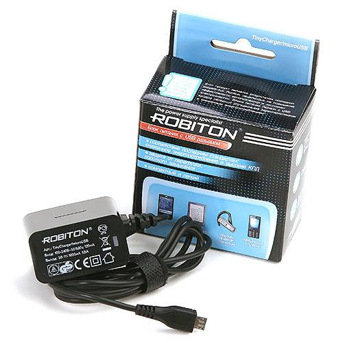 адаптер питания (БП)(с/шн) ROBITON TinyCharger/microUSB220->5V 1000mAh