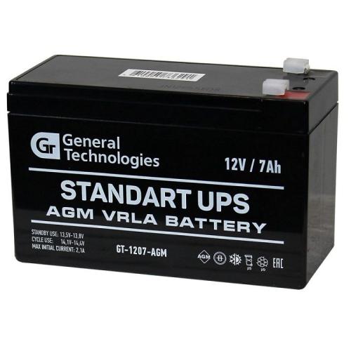 Аккумулятор свинцово-кислотный GT 1207 12V(7А/ч) General Technologies Standart AGM