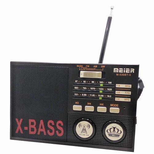 Радиоприемник M-530BT-S (FM,AM,SW) USB,SD,Bluetooth,фонарь (акк 18650)