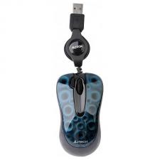 Мышь A4Tech D-60F-1 USB 2кн+кол-кн,кабель "улитка",1000dpi