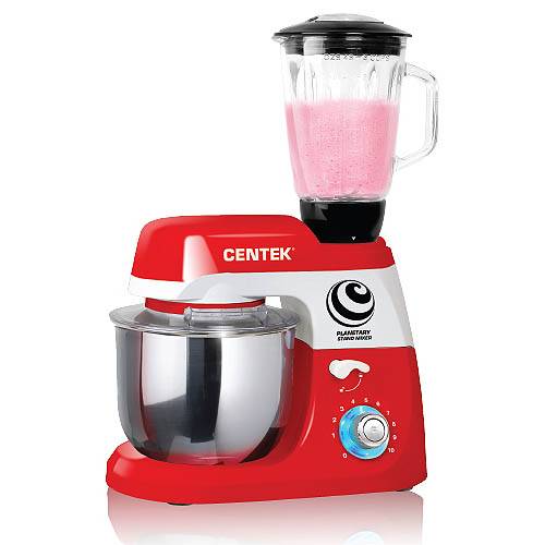 Миксер CENTEK CT-1135 планетарный 1000Вт+блендер 4л нерж., 10скоростей