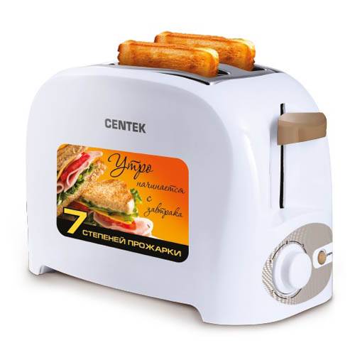 Тостер CENTEK CT-1420 750Вт нерж. 2 тоста, 7уровней мощности