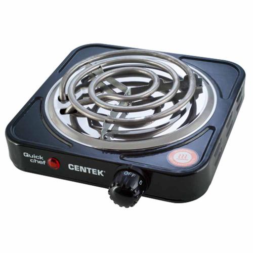 Плита электро CENTEK CT-1508 черная 1000Вт, 1 конф ТЭН 140мм, индикатор, усиленный корпус