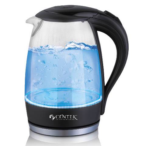 Чайник CENTEK CT-0042 (1,8л) 2200Вт термостойкое стекло внутр. LED подсветка, кнопка черный(black)