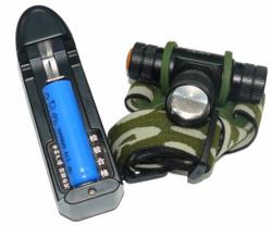 Фонарь аккумуляторный налобный KSK Linza/Zoom/3реж (acc_3.7V)+з/у(TT-j30/6600)чехол