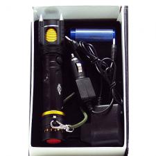 фонарь аккумуляторный 1 светод. 15000W 192 H-T6 мощн.+З/У сирена