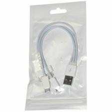 Шнур USB/iPhone 4,5 светящийся microUSB тройник