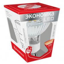 Лампочка LED 3Вт GU10 230v 3000K ЭКОНОМКА