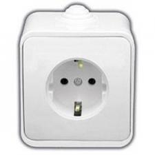 Розетка Powerman Fliper 2228 1м с крышкой о/у 16А 250В IP44 белая