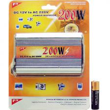 преобразователь напряжения 12V->220V 200W роз.+USB авто